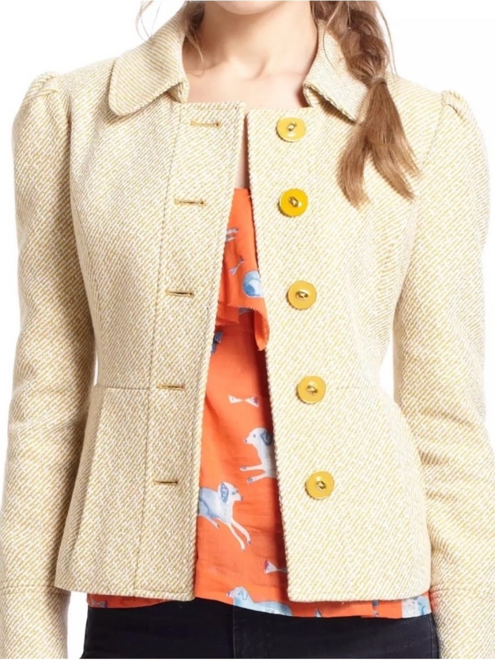 Anthropologie x Tabitha Flecked Wool- Blend Peplum Jacket